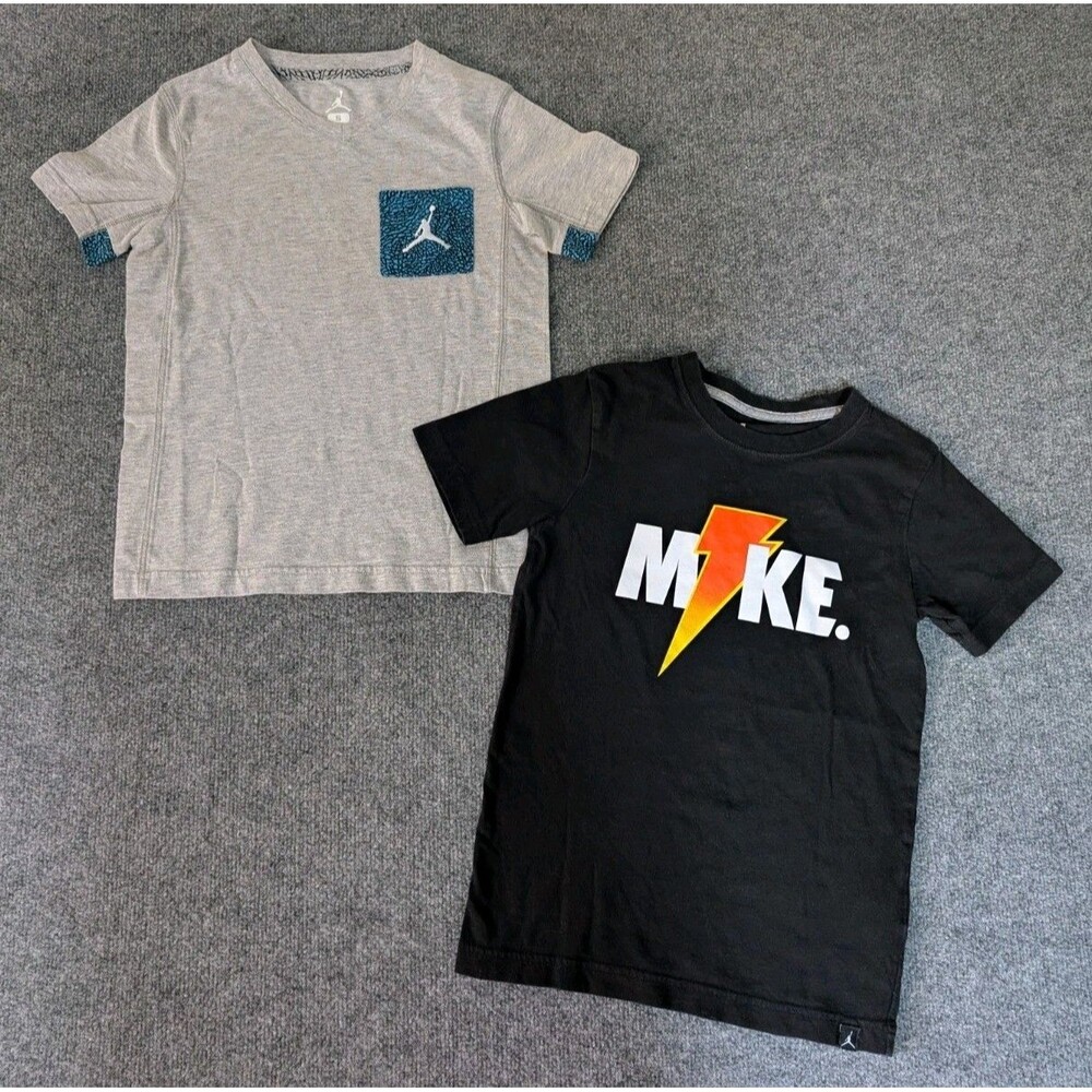 Lot of 2 Jordan Shirts Elephant Print & Gatorade Like Mike Boys Sz S Black Gray